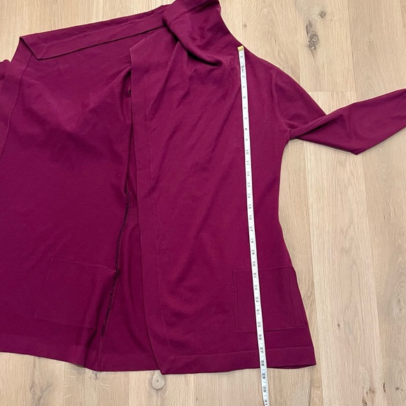 Theory Maritza B New Steady Drape Front Wool Cardigan Sweater Berry Small - Picture 13 of 16